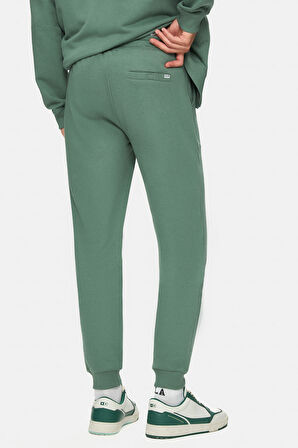 LUSKIN Adaçayı Yeşili Daralan Kesim Paçası Lastikli Baskılı Standard Fit Erkek Eşofman Alt