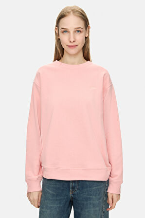 SUNNIVA Pembe Bisiklet Yaka Nakışlı Loose Fit Kadın Sweatshirt