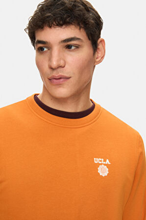 VALLEY Turuncu  Bisiklet Yaka Baskılı Standard Fit Erkek Sweatshirt