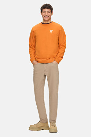 VALLEY Turuncu  Bisiklet Yaka Baskılı Standard Fit Erkek Sweatshirt