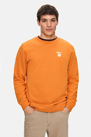 VALLEY Turuncu  Bisiklet Yaka Baskılı Standard Fit Erkek Sweatshirt