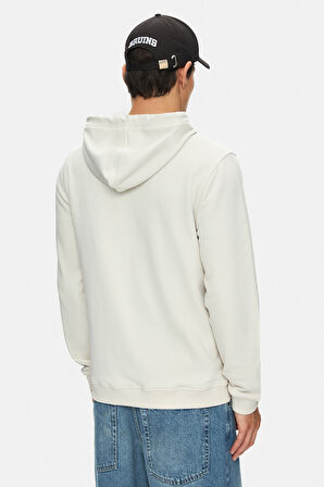 HILGARD Kemik Rengi Kapüşonlu Ve Fermuarlı Baskılı Standard Fit Erkek Sweatshirt