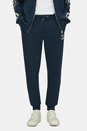 MADOC Lacivert Daralan Kesim Paçası Lastikli Baskılı Standard Fit Erkek Eşofman Alt