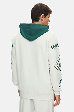 SPENCER Kemik Rengi Kapüşonlu Baskılı Fermuarlı Standard Fit Erkek Sweatshirt