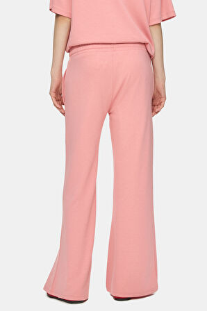 URANIA Pembe İspanyol Paça Gofre Baskı Loose Fit Kadın Eşofman Alt