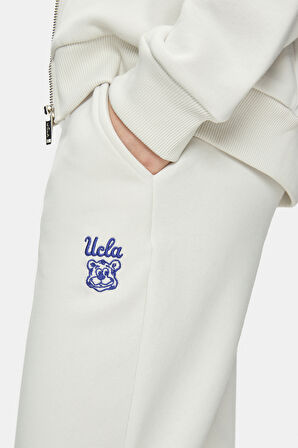 MARAIS Kemik Rengi Daralan Kesim Paçası Lastikli Baskılı Standard Fit Kadın Eşofman Alt