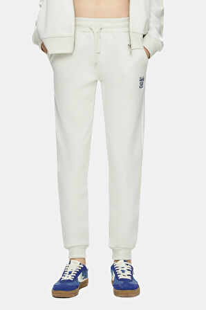 MARAIS Kemik Rengi Daralan Kesim Paçası Lastikli Baskılı Standard Fit Kadın Eşofman Alt