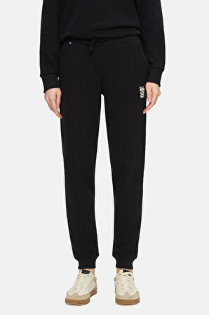 MARAIS Siyah Daralan Kesim Paçası Lastikli Baskılı Standard Fit Kadın Eşofman Alt