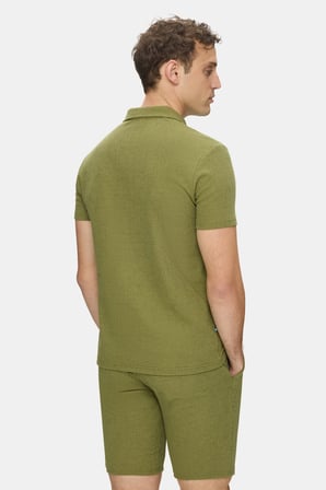FELIPE Haki Polo Yaka Krinkıl Hafif Kumaş Metal Logolu Standard Fit Erkek Tshirt
