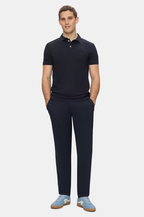 OSCAR Lacivert Polo Yaka Gofre Baskılı Yumuşak Dokulu Modal Kumaş Standard Fit Erkek Tshirt