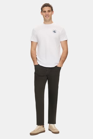 TELMO Beyaz Bisiklet Yaka Baskılı %100 Pamuk Oversize Erkek Tshirt