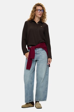 BERNIE Koyu Kahve Polo Yaka Pamuklu Loose Fit Kadın Sweatshirt