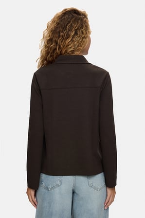BERNIE Koyu Kahve Polo Yaka Pamuklu Loose Fit Kadın Sweatshirt