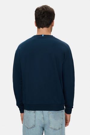 ROCKY Lacivert Bisiklet Yaka Pamuklu Baskılı Loose Fit Erkek Sweatshirt