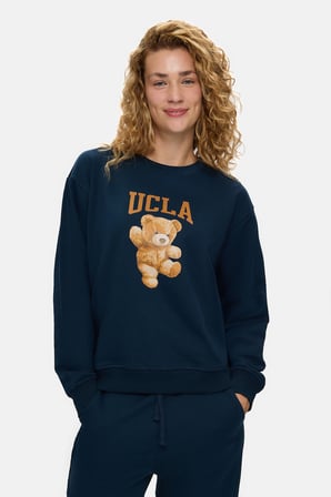 LYRA Lacivert Baskılı Pamuklu Loose Fit Kadın Sweatshirt