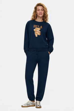 LYRA Lacivert Baskılı Pamuklu Loose Fit Kadın Sweatshirt