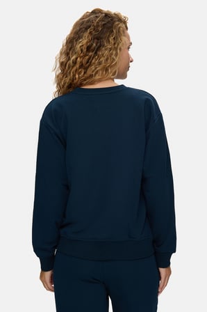 LYRA Lacivert Baskılı Pamuklu Loose Fit Kadın Sweatshirt