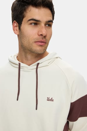 ORSON Kemik Rengi Kapüşonlu Pamuklu Nakışlı Oversize Erkek Sweatshirt
