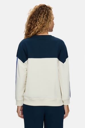 AMERIE Kemik Rengi Baskılı Pamuklu Loose Fit Kadın Sweatshirt