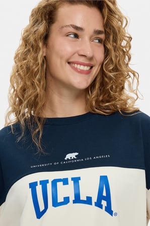 AMERIE Kemik Rengi Baskılı Pamuklu Loose Fit Kadın Sweatshirt