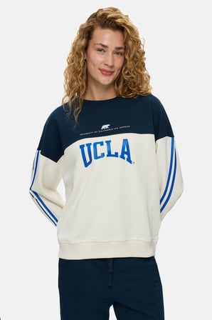 AMERIE Kemik Rengi Baskılı Pamuklu Loose Fit Kadın Sweatshirt