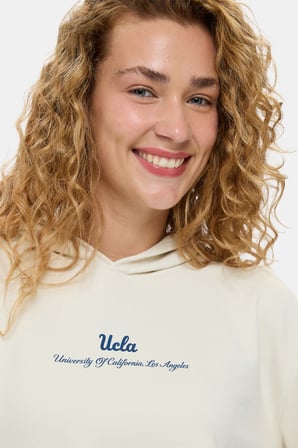 NESSA Kemik Rengi Kapüşonlu Pamuklu Loose Fit Kadın Sweatshirt