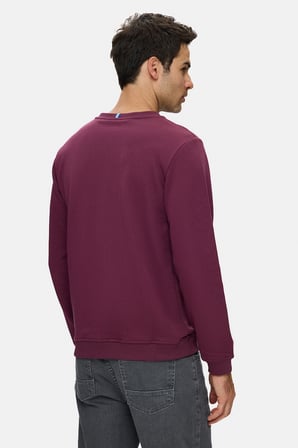 VALLEY Bordo Bisiklet Yaka Pamuklu Baskılı Standard Fit Erkek Sweatshirt