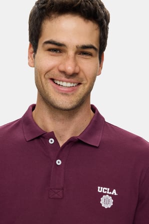 MAXWELL Bordo Polo Yaka %100 Pamuk Baskılı Standard Fit Erkek Sweatshirt