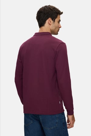 MAXWELL Bordo Polo Yaka %100 Pamuk Baskılı Standard Fit Erkek Sweatshirt