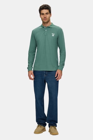 MAXWELL Adaçayı Yeşili Polo Yaka %100 Pamuk Baskılı Standard Fit Erkek Sweatshirt