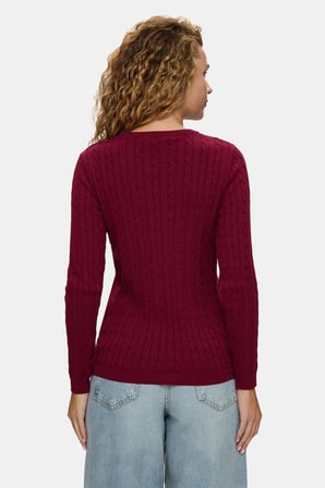 SHANU Bordo Bisiklet Yaka %100 Pamuk Nakışlı Standard Fit Kadın Triko