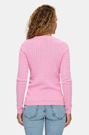 SHANU Pembe Bisiklet Yaka %100 Pamuk Nakışlı Standard Fit Kadın Triko