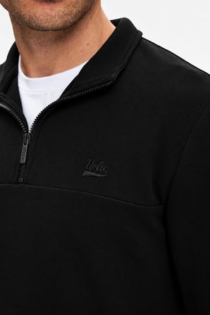ZEON Siyah Yarım Fermuarlı Nakışlı Standard Fit Erkek Sweatshirt
