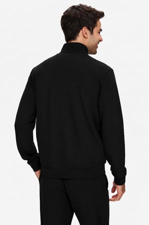 RAYAN Siyah Fermuarlı Nakışlı Standard Fit Erkek Sweatshirt