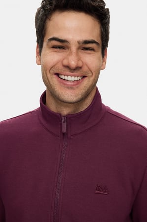RAYAN Bordo Fermuarlı Nakışlı Standard Fit Erkek Sweatshirt