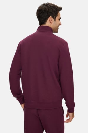 RAYAN Bordo Fermuarlı Nakışlı Standard Fit Erkek Sweatshirt