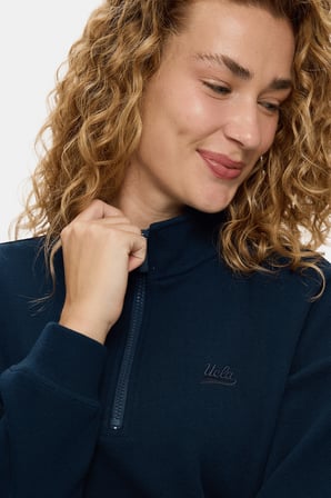 RUELLE Lacivert Yarım Fermuarlı Pamuklu Loose Fit Kadın Sweatshirt