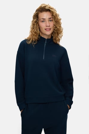 RUELLE Lacivert Yarım Fermuarlı Pamuklu Loose Fit Kadın Sweatshirt