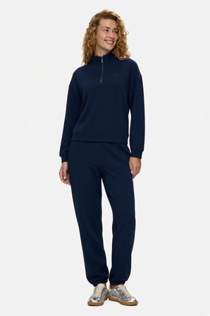 RUELLE Lacivert Yarım Fermuarlı Pamuklu Loose Fit Kadın Sweatshirt