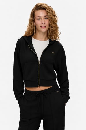 REEM Siyah Full Zip Yumuşak Dokulu Modal Kumaş Loose Fit Kadın Sweatshirt