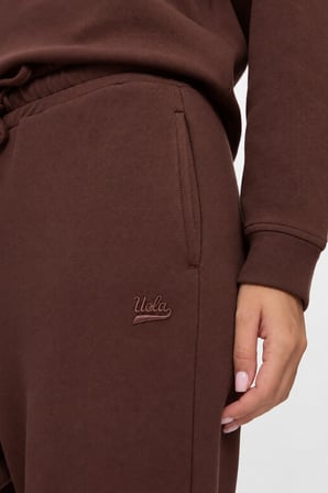ANNIE Koyu Kahve Dar Paça Nakışlı Standard Fit Kadın Eşofman Altı