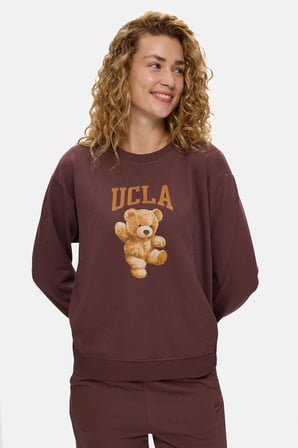 LYRA Koyu Kahve Baskılı Pamuklu Loose Fit Kadın Sweatshirt