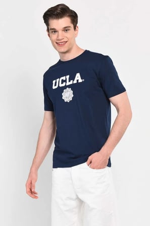 GAYLEY 2'Lİ Set Lacivert & Siyah Bisiklet Yaka Baskılı %100 Pamuk Standard Fit Erkek Tshirt