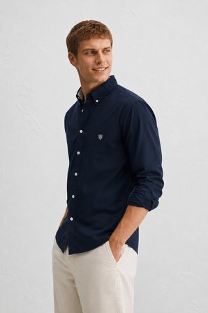 TYSON Lacivert %100 Pamuk Poplin Standard Fit Erkek Gömlek