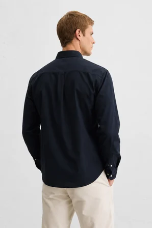 TYSON Siyah %100 Pamuk Poplin Standard Fit Erkek Gömlek