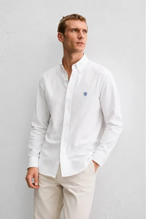 TYSON Beyaz %100 Pamuk Poplin Standard Fit Erkek Gömlek