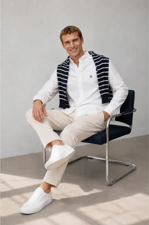 TYSON Beyaz %100 Pamuk Poplin Standard Fit Erkek Gömlek