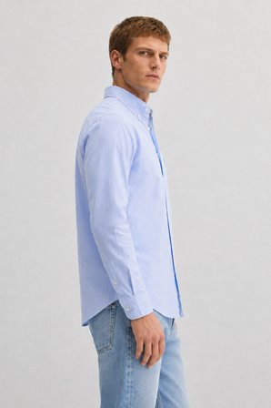TYSON Mavi %100 Pamuk Poplin Standard Fit Erkek Gömlek