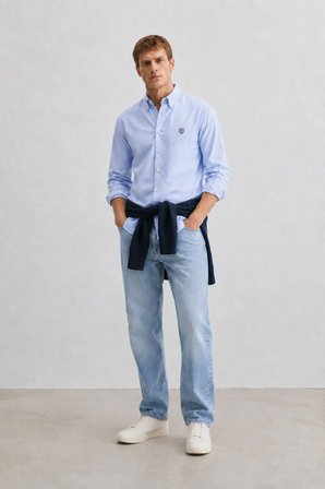 TYSON Mavi %100 Pamuk Poplin Standard Fit Erkek Gömlek