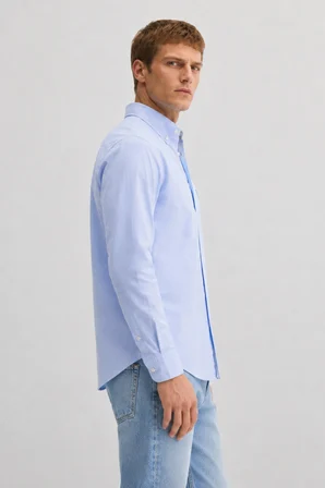 TYSON Mavi %100 Pamuk Poplin Standard Fit Erkek Gömlek